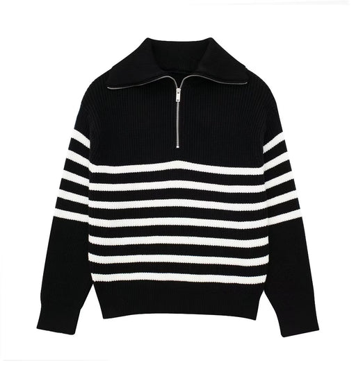 Color-Multi-Women Clothing French Casual All Match Open Collar Wool Sweater-Fancey Boutique