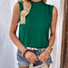 Color-Women Clothing Summer Green Bow Hollow Out Cutout Backless Shirt Sleeveless Top-Fancey Boutique