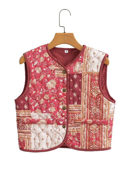 Color-Multi-Winter Women Printing Cotton Vest-Fancey Boutique