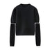 Color-Black-Pullover Sweater Women Retro Idle Oversleeve Detachable Design Knitted Half Sleeve Top-Fancey Boutique