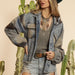 Color-Light Blue-Western Ethnic Aztec Woolen Patchwork Denim Hooded Jacket Old-Fancey Boutique