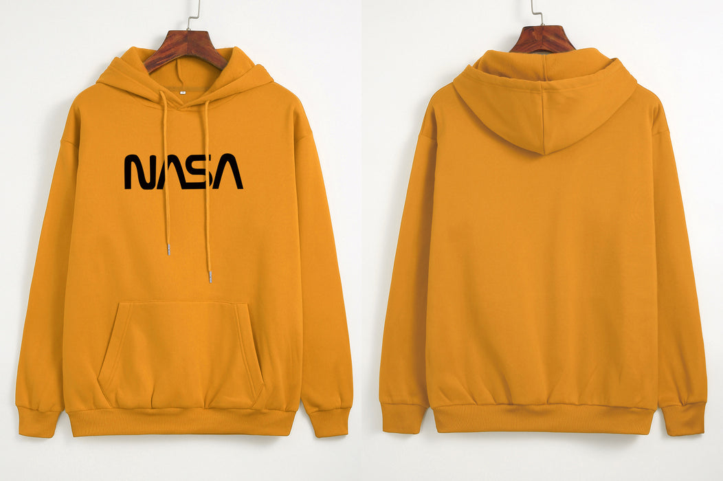 Color-Yellow-Autumn Winter Coat Women NASA Print Hooded Fleece Lined Sweater Women Autumn Korean Loose-Fancey Boutique