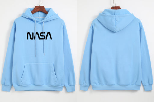 Color-Light Blue-Autumn Winter Coat Women NASA Print Hooded Fleece Lined Sweater Women Autumn Korean Loose-Fancey Boutique