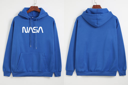 Color-Blue-Autumn Winter Coat Women NASA Print Hooded Fleece Lined Sweater Women Autumn Korean Loose-Fancey Boutique