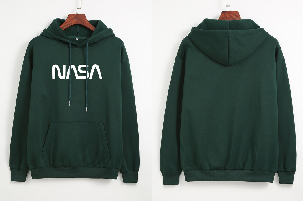 Color-Backish Green-Autumn Winter Coat Women NASA Print Hooded Fleece Lined Sweater Women Autumn Korean Loose-Fancey Boutique