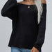 Color-Black-Off Shoulder Loose Sweater Autumn Winter Off Shoulder Solid Color Pullover Sweater Women-Fancey Boutique