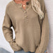 Color-Khaki-Autumn Winter Solid Color Pullover V Neck Sweater Women Street Hipster Sweater-Fancey Boutique