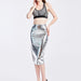 Color-Silver-Metallic Coated Fabric Coated Fabric Hip Skirt All Match Tutu Split Mid Skirt Sexy One Step Skirt Summer-Fancey Boutique