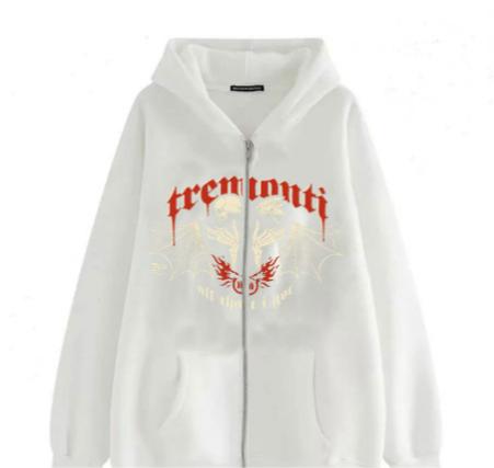 Color-White-Online Printed Hoodie Personality Casual Zip Coat Trendy Women Clothing-Fancey Boutique