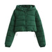 Color-Dark Green-Autumn Women Clothing Urban Casual Short Hooded Cotton Coat Jacket Women-Fancey Boutique