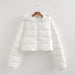 Color-White-Autumn Women Clothing Urban Casual Short Hooded Cotton Coat Jacket Women-Fancey Boutique