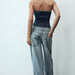 Women Clothing French Double Layer Waist of Trousers Wide Leg Denim Trousers-Fancey Boutique