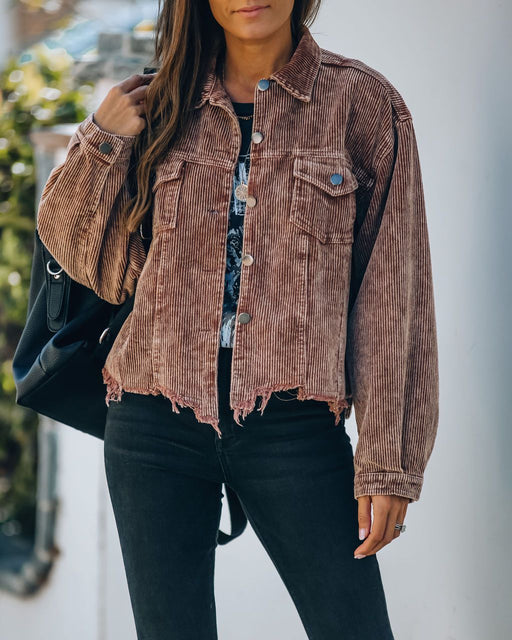 Color-camel-Winter Street Hipster Denim Collared Loose Washed Worn Women Jacket-Fancey Boutique