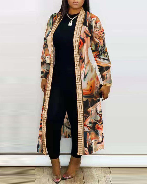 Color-Graffiti-Women Autumn Long Sleeve Printed Cardigan Shawl-Fancey Boutique