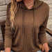 Color-Dark Brown-Women Solid Color Long Sleeve Hooded Pullover Sweat-Fancey Boutique