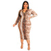 Color-Leopard-Plus Size Printed Skinny Sheath Zipper Front Back Wearable Dress-Fancey Boutique