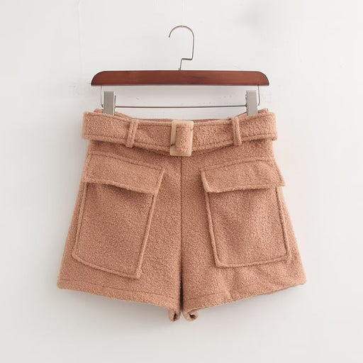Color-Brown-Women Shorts Autumn High Waist Slimming Straight Pants Small Slim Fit Shorts Women-Fancey Boutique