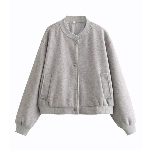 Color-Light Gray-Autumn Women Street Soft Flight Jacket-Fancey Boutique