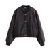 Color-Charcoal Black-Autumn Women Street Soft Flight Jacket-Fancey Boutique