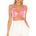 Spring Summer Sexy Nightclub Short Top Sexy Lace-up Patent Leather Faux Leather cropped Cropped Outfit Sling-Pink-Fancey Boutique