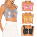 Spring Summer Sexy Nightclub Short Top Sexy Lace-up Patent Leather Faux Leather cropped Cropped Outfit Sling-Fancey Boutique