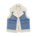 Color-Blue-Winter Loose Sleeveless Denim Worn Looking Washed out Lamb Wool Vest Jacket Coat Women-Fancey Boutique