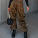 Color-Army Green-Ladies Fall Overalls Satin Thick High Waist Multi Pocket Loose Ankle Tied Trousers-Fancey Boutique