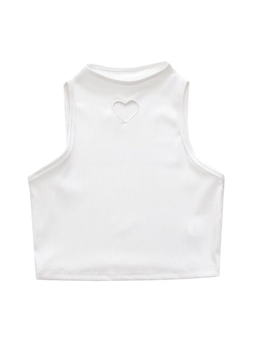 Color-White-Heart Shape Sleeveless Short Vest Early Autumn Slim Fit Solid Color Underwear Top Sexy Inner Wear-Fancey Boutique