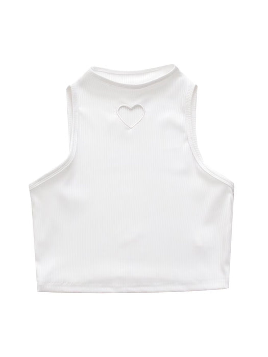 Color-White-Heart Shape Sleeveless Short Vest Early Autumn Slim Fit Solid Color Underwear Top Sexy Inner Wear-Fancey Boutique