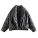 Color-Black-Winter Women Cotton Clothes Coat Short Stand up Collar Slim Fit Faux Leather Shirt Light Warm-Fancey Boutique