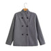 Color-Gray-Fall Women Clothing Office Double Breasted Two Tone Woolen Coat-Fancey Boutique