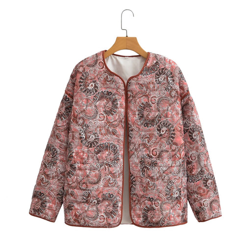 Color-Multi-Fall Women Street Tops Pattern Print Cotton Padded Jacket Coat-Fancey Boutique