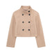 Color-Multi-Autumn Women Clothing Double Breasted Woolen Khaki Short Overcoat Jacket-Fancey Boutique