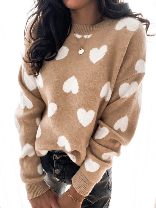 Color-Khaki-Sweater Women Pullover Love Sweater-Fancey Boutique
