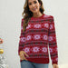 Color-Women Autumn Winter Christmas Jacquard Sweater Pullover Crew Neck Sweater-Fancey Boutique