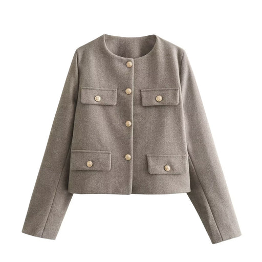 Color-Gray-Winter High Grade Light Luxury Socialite Loop Yarns Fabric Chanel Coat Women-Fancey Boutique
