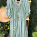 Color-Light Blue-Ladies Lotus Leaf Sleeve Gathers Multi Layer V neck Flounced Dress-Fancey Boutique