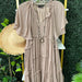 Color-Khaki-Ladies Lotus Leaf Sleeve Gathers Multi Layer V neck Flounced Dress-Fancey Boutique