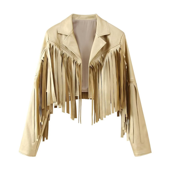 Color-Gold-Winter Personalized Tassel Metallic Jacket Jacket-Fancey Boutique