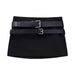 Color-Black-Autumn Winter Women Metal Buckle Decoration Short Skirt Pair Belt Skirt Mini Skirt Slimming-Fancey Boutique