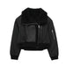 Color-Black-Winter Zipper Ornament Stitching Bomber Jacket Cotton Coat-Fancey Boutique