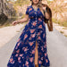 Color-Blue-Plus Size Bohemian Loose Printing Dress-Fancey Boutique