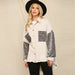 Color-Gray-Sequined Stitching Denim Long Sleeved Coat Mid Length Cardigan Loose Jacket Women-Fancey Boutique