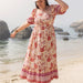 Color-Multi-Plus Size Vacation Seaside Casual Floral Print off Shoulder Girdle Ladies Dress-Fancey Boutique