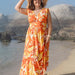 Color-Orange-Plus Size V neck Casual Sling Diversified Unique Design Dress-Fancey Boutique