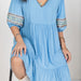 Color-Blue-Plus Size Women Clothing Dress V neck Dress-Fancey Boutique