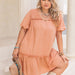 Color-Lotus root starch color-Plus Size V neck Solid Color Women Clothing Dress-Fancey Boutique