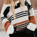 Color-Orange-Autumn Winter Women Loose Pullover Patchwork Thick Knitwear Striped Sweater-Fancey Boutique