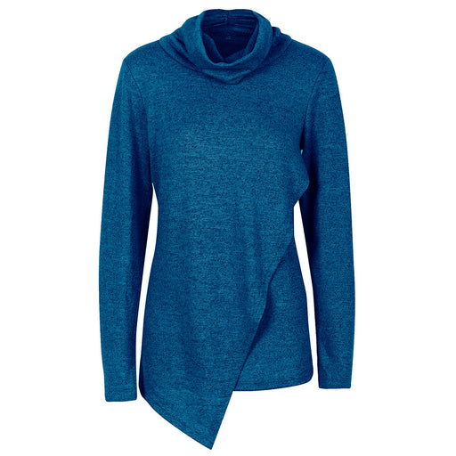 Color-Blue-Autumn Long Sleeved Sweater Women Turtleneck Irregular Asymmetric Bottoming Shirt Top-Fancey Boutique