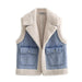 Color-Blue-Autumn Winter Collared Thickening Warm Sleeveless Lamb Wool Denim Waistcoat Vest-Fancey Boutique